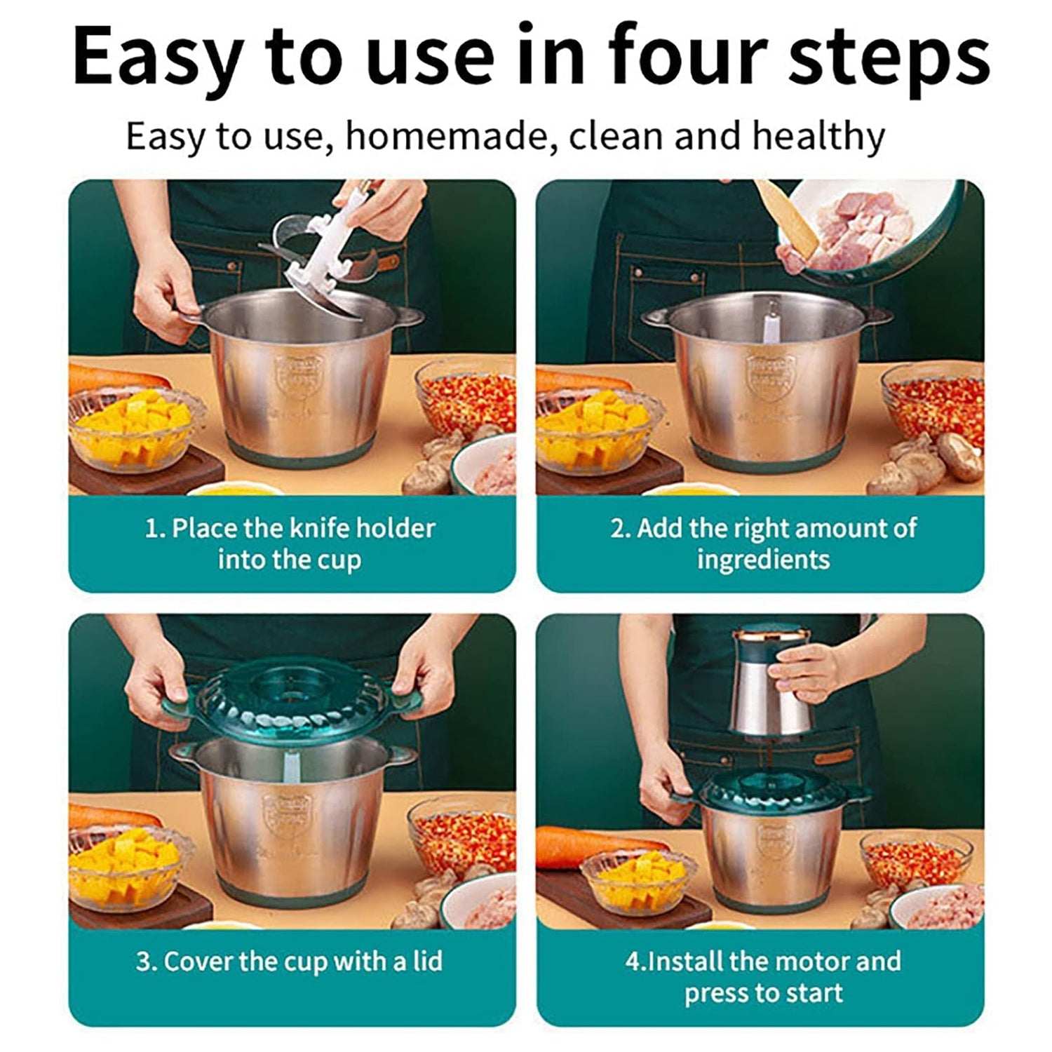 Kitchen Expert 3L Stainless Steel Food Chopper | Powerful 300W Food Processor-KYAMSTORE