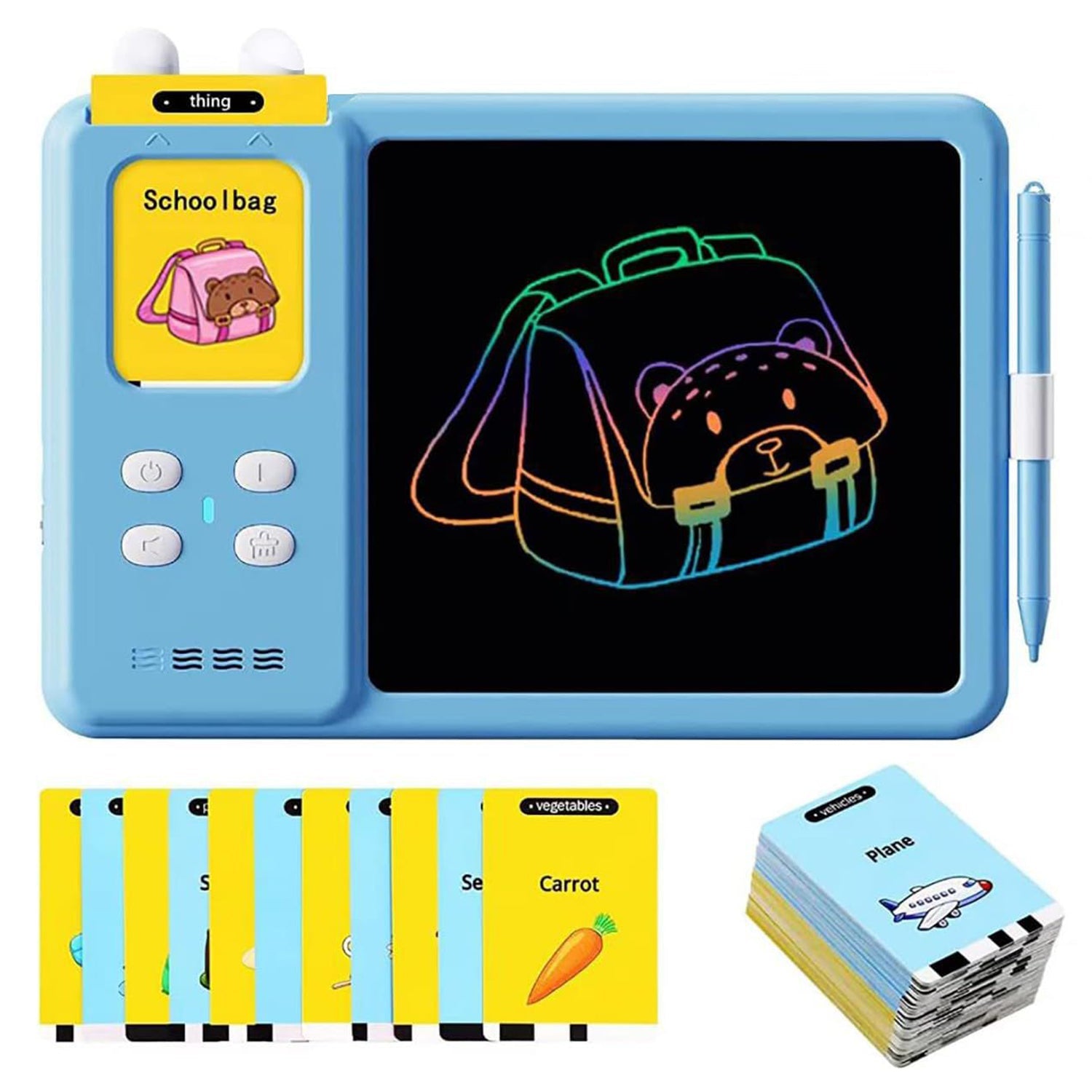 Talking Flash Cards & Drawing Tablet 2-in-1 for Kids-KYAMSTORE