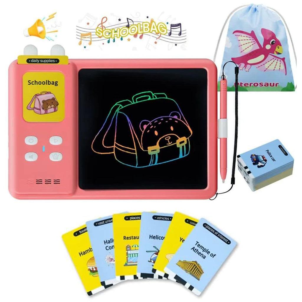 Talking Flash Cards & Drawing Tablet 2-in-1 for Kids-KYAMSTORE