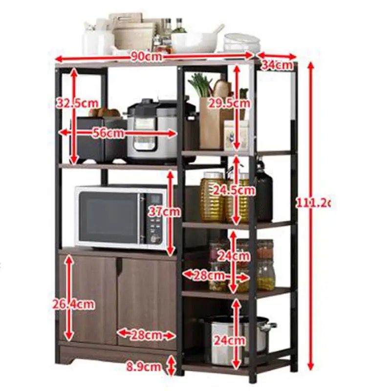 Kitchen Baker's Rack with Cabinet | Vintage Utility Storage Shelf-KYAMSTORE