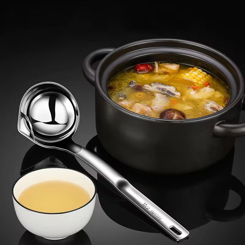 Stainless Steel Oil Soup Separator Spoon (Silver)-KYAMSTORE