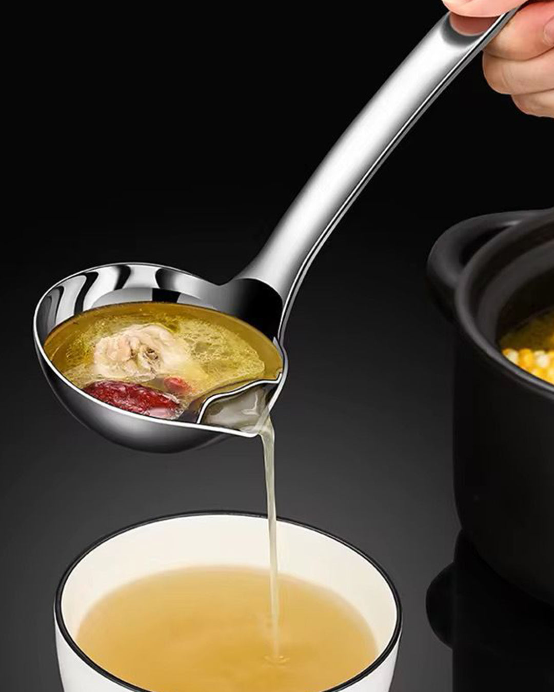 Stainless Steel Oil Soup Separator Spoon (Silver)-KYAMSTORE