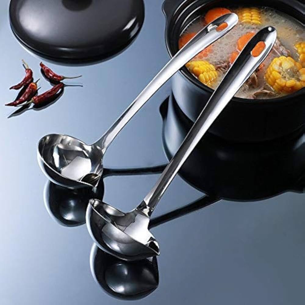 Stainless Steel Oil Soup Separator Spoon (Silver)-KYAMSTORE