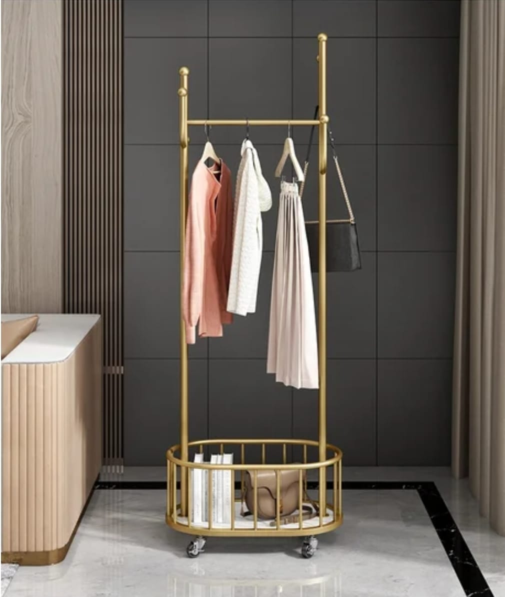 Heavy Clothing Rails Home Bedroom Balcony Movable Hanger with Hooks