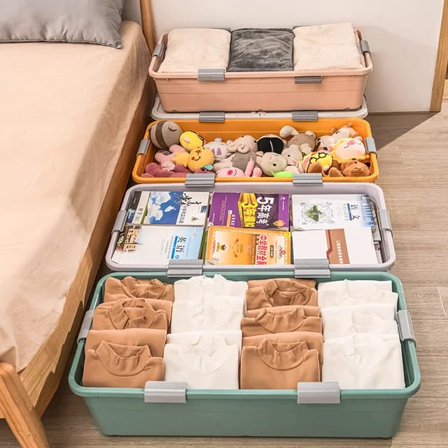 Storage Box Drawer Lid Under Bed Sorting Box With Wheels