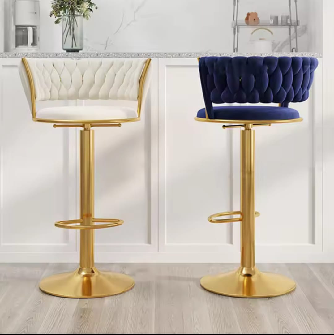 Gold Velvet Bar Stool, Swivel Counter Height Bar Stool with Back