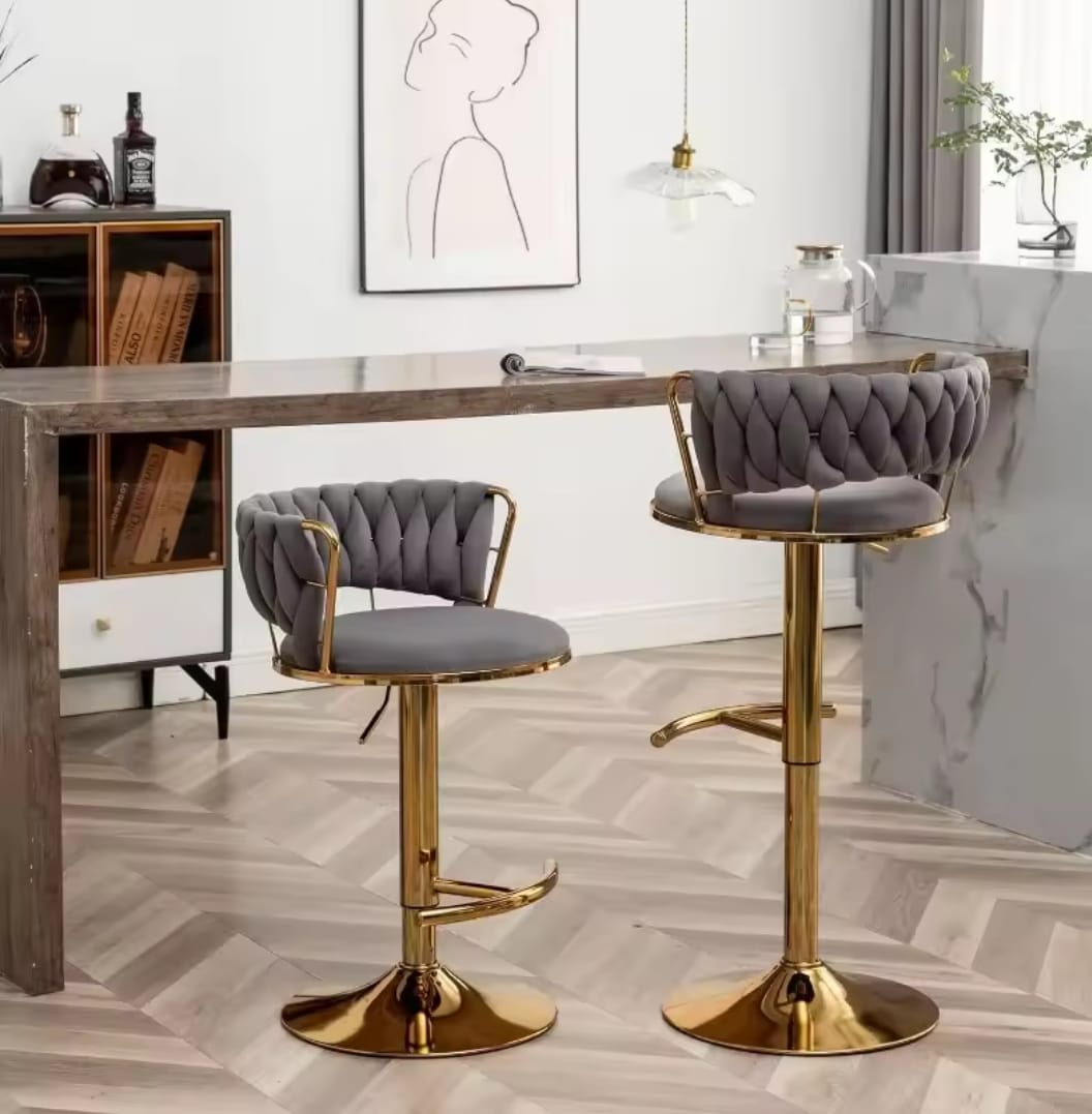 Gold Velvet Bar Stool, Swivel Counter Height Bar Stool with Back