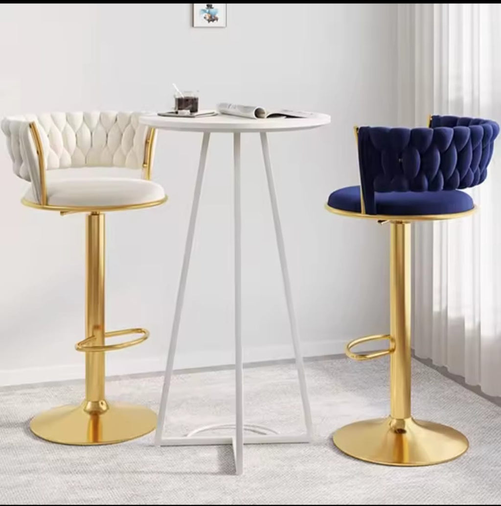 Gold Velvet Bar Stool, Swivel Counter Height Bar Stool with Back
