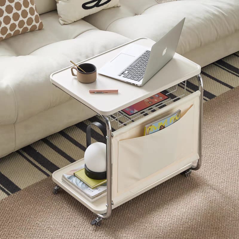 Living Room Side Table with Wheels