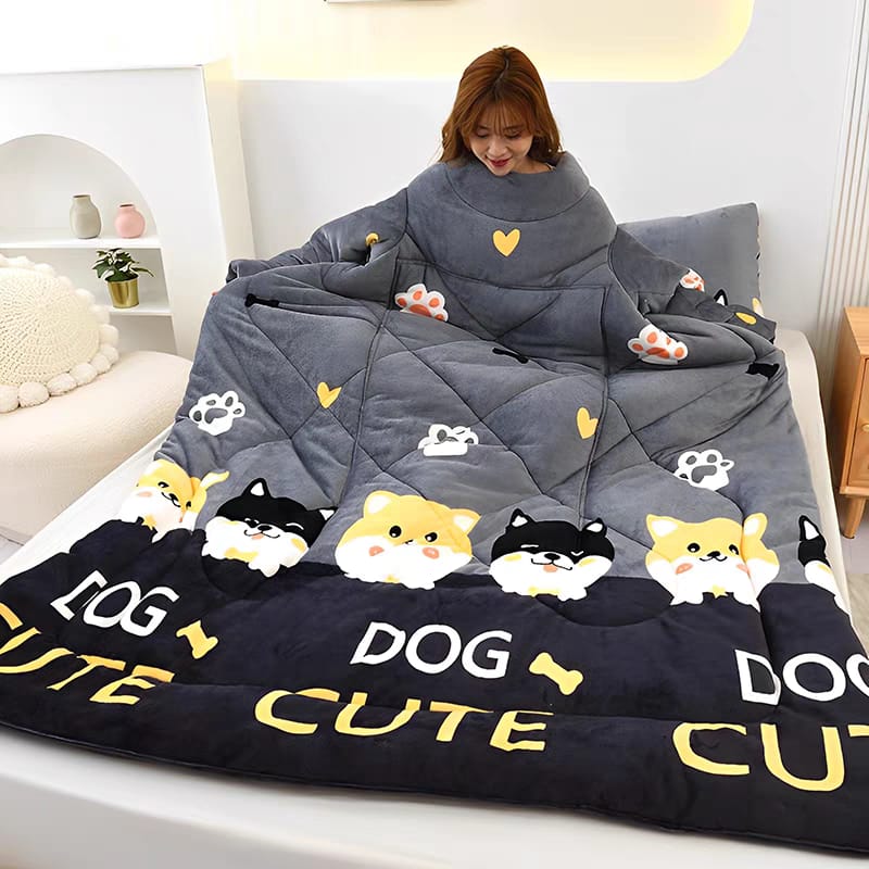 Sherpa Fleece Comforter, Fluffy Plush Breathable Warm Quilt