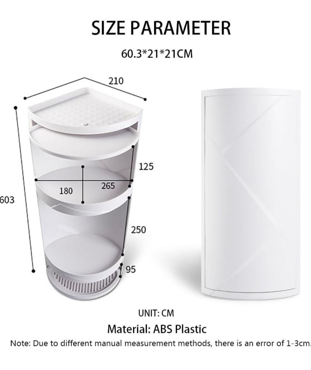 Rotating Corner Shelves,3 Tier Storage Cabinet Towel Holder Rack