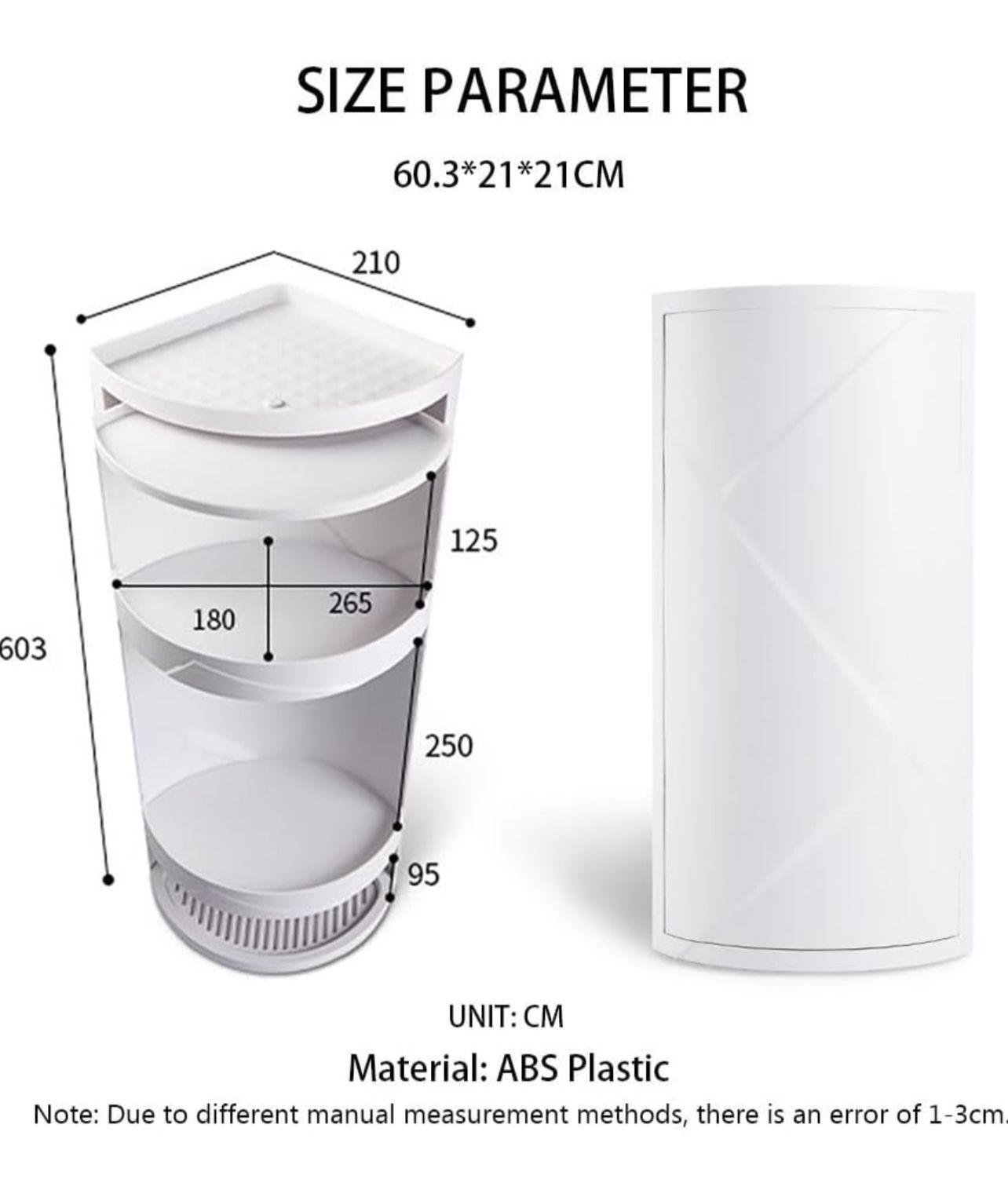 Rotating Corner Shelves,3 Tier Storage Cabinet Towel Holder Rack