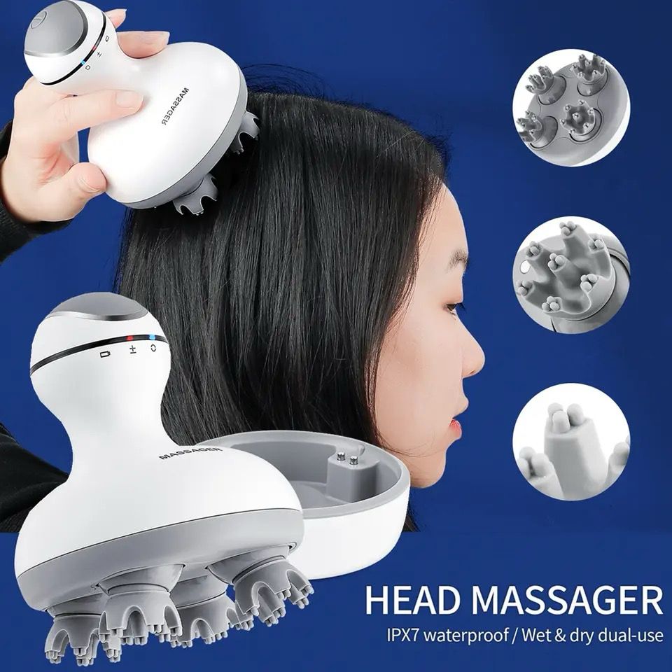 Rechargeable Scalp & Body Massager with Vibration Mode for Stimulating Hair Growth
