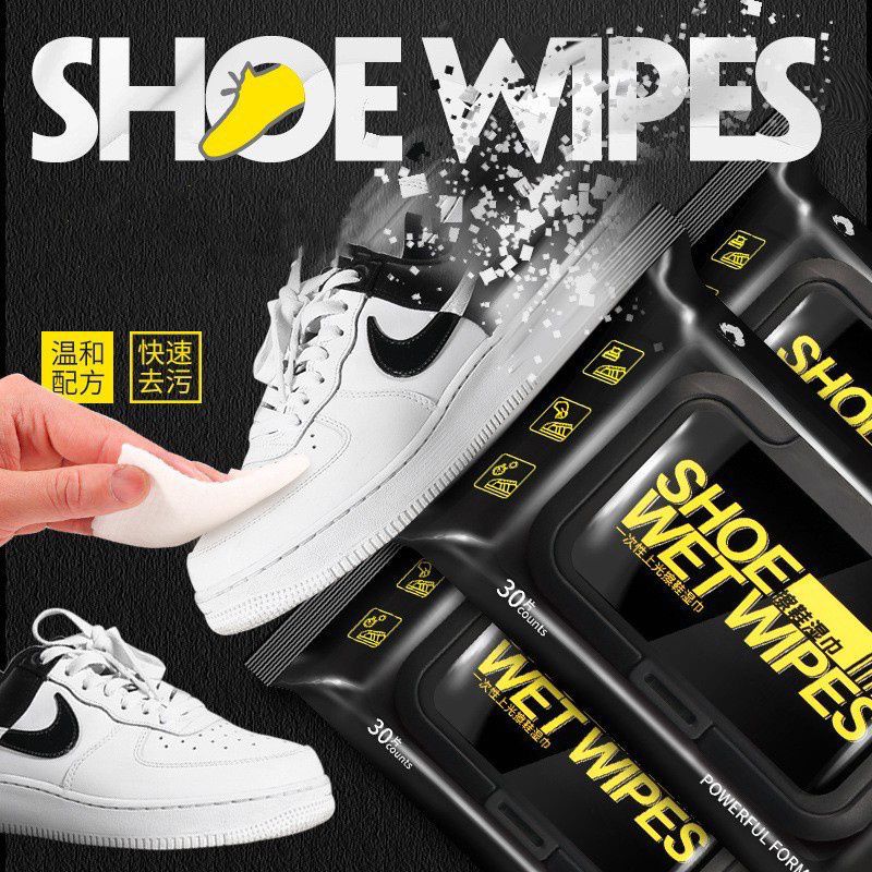 Disposable Shoe Cleaning Wipes | Quick Shine Clean Wet Wipes (30 Wipes In 1 Packet)