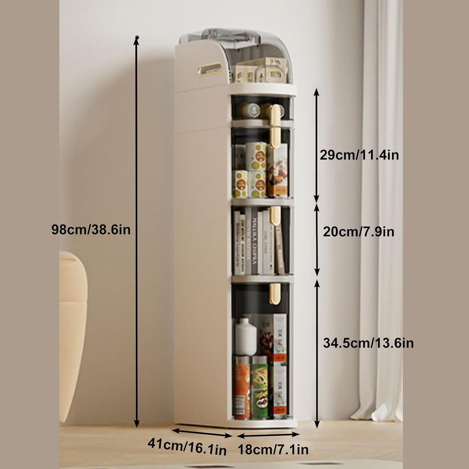 Slim Bathroom Storage Cabinet with 4 Tiers