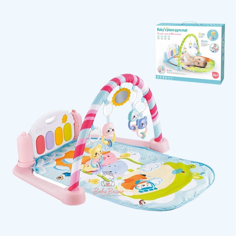 Baby Piano Play Gym with Mat, Musical & Light-Up Keys